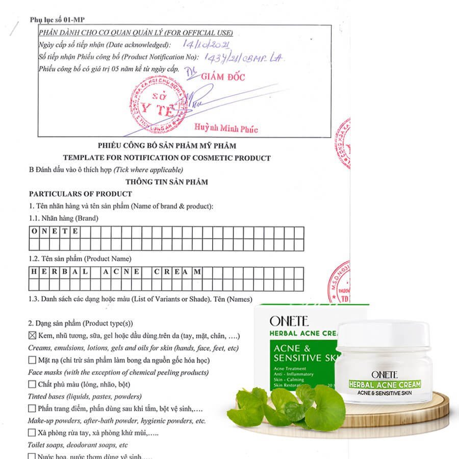 ONETE Detox Deep Cleansing Gel SỮA RỬA MẶT THẢO DƯỢC ĐIỀU TRỊ DA MỤN HIỆU QUẢ 16 giấy chứng nhận kem trị mụn onete myphamhera.com