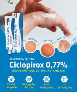 Ciclopirox 0,77% Cream VCP (Ciclopirox Olamine 1%) điều trị nấm da, nấm đồng tiền, nấm men