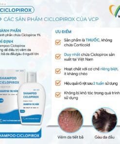 Dầu gội Shampoo Ciclopirox VCP 100ml điều trị nấm da đầu, nấm gàu, ngứa da đầu do