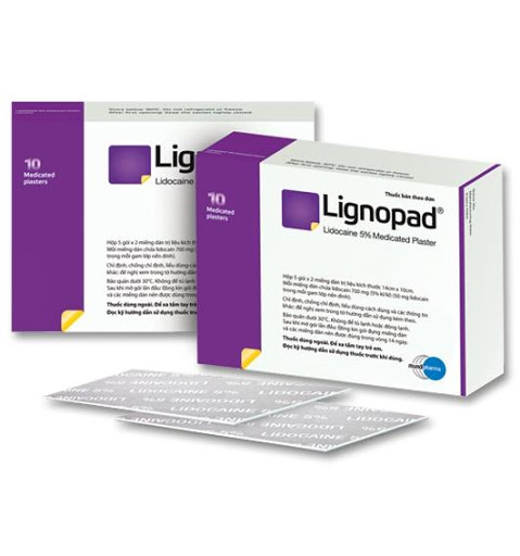 Thuốc Lignopad (Lidocain 5%) miếng dán giảm đau nhanh 3 Lignopad 5% hộp 10 miếng
