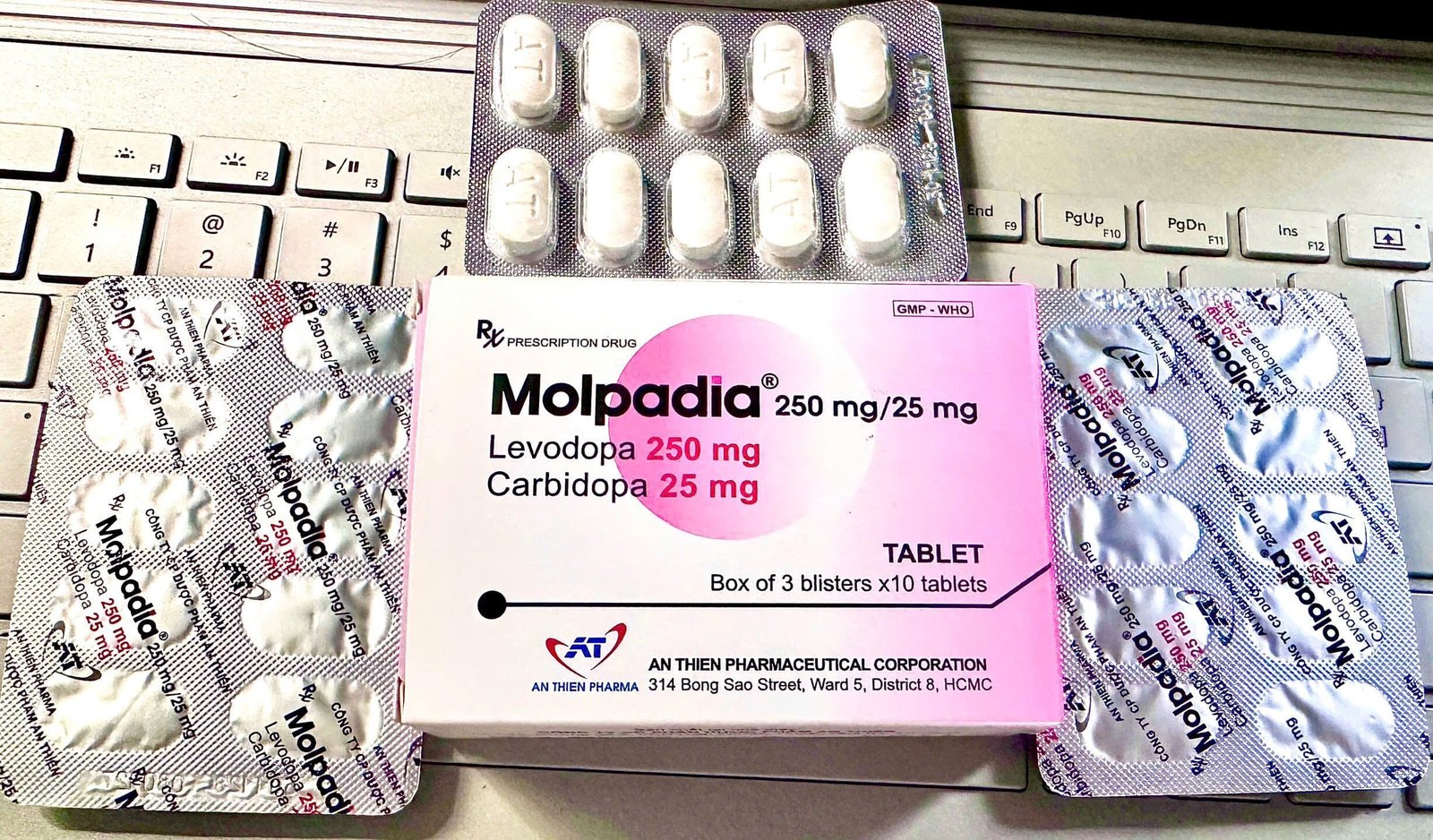 Thuốc Molpadia 250mg/25mg AT PHARMA h/30v điều trị bênh Parkinson (An Thiên) 7 Thuốc Molpadia 250/25 giá bao nhiêu? | THUOCTOTGIASI.COM