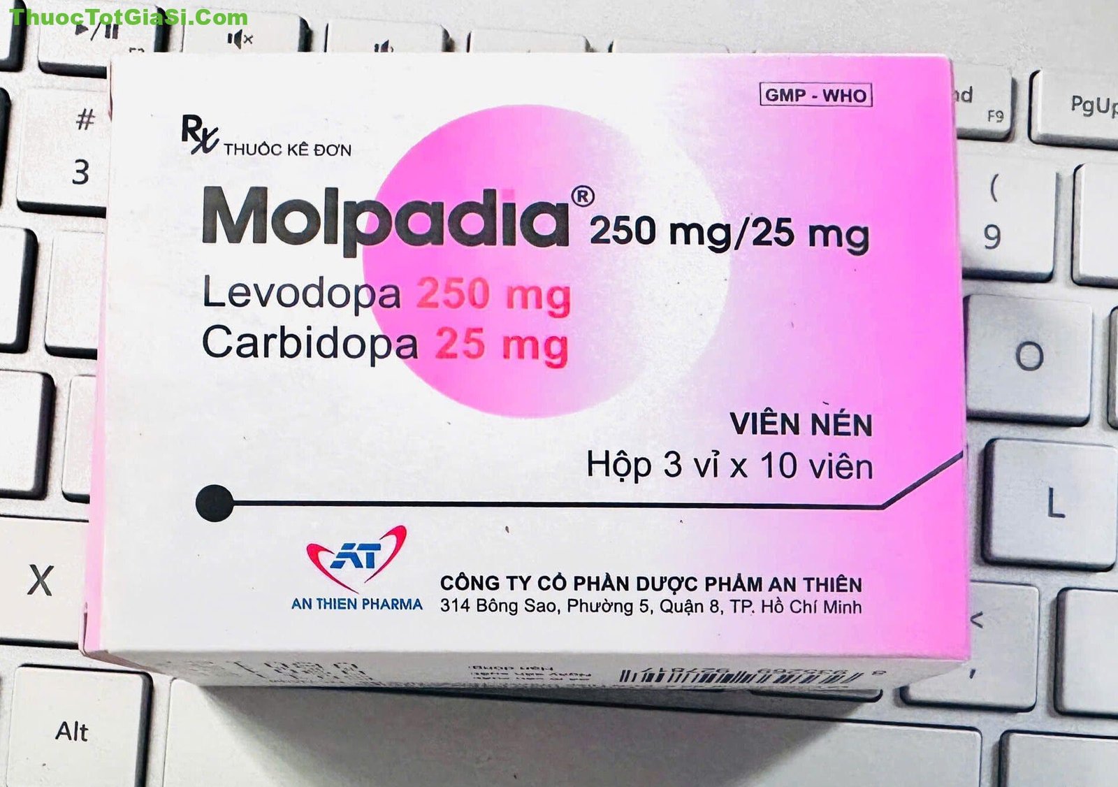 Thuốc Molpadia 250mg/25mg AT PHARMA h/30v điều trị bênh Parkinson (An Thiên) 5 Molpadia 250/25 công dụng gì? | THUOCTOTGIASI.COM