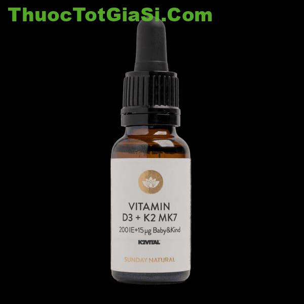 BABY&KIND Vitamin D3 + K2 MK7 200 IE + 15µg Sunday Natural VEGETARIAN công thức riêng biệt cho trẻ sơ sinh 5 Vitamin D3 + K2 MK7 Sunday Natural 200 IE + 15µg BABY&KIND