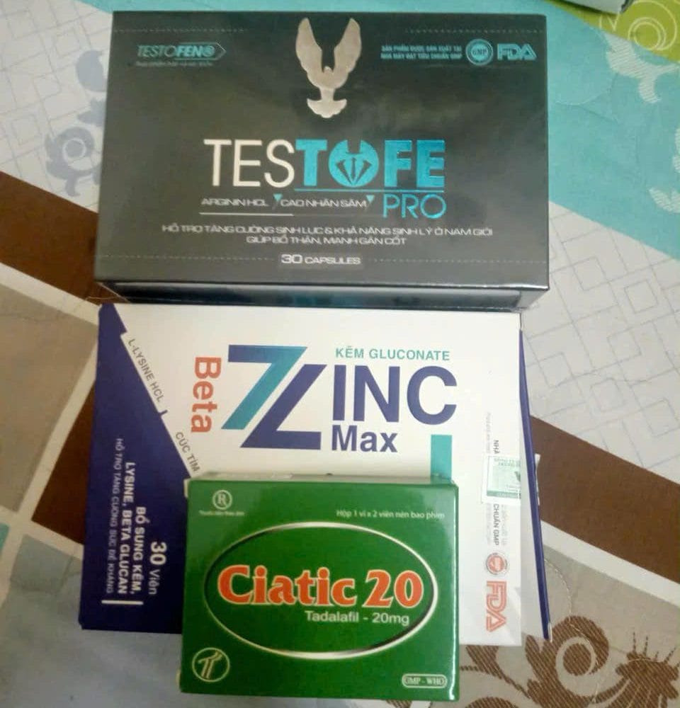 Ciatic 20 Tadalafil 20mg, Beta Zinc Max điều trị rối loạn cương dương, điều trị xuất tinh sớm, điều trị yếu sinh lý Ciatic 20 Tadalafil 20mg, Duraject 60, Beta Zinc Max điều trị rối loạn cương dương, điều trị xuất tinh sớm, điều trị yếu sinh lý