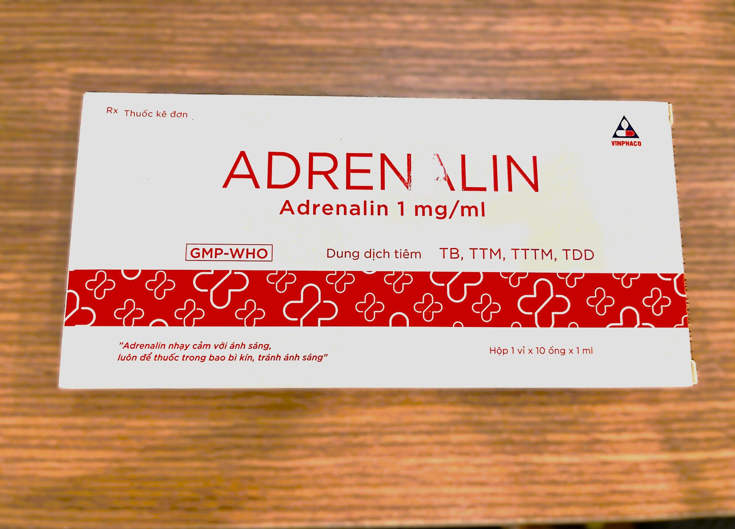 Thuốc tiêm Adrenalin (Epinephrine) hộp 10 ống x 1ml Adrenalin