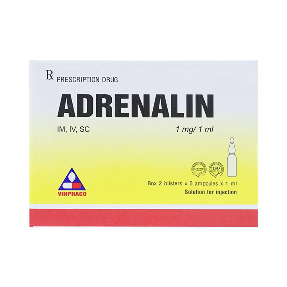 Thuốc tiêm Adrenalin (Epinephrine) VINPHACO hộp 5 vỉ x 10 ống x 1ml 4 Adrenalin là thuốc gì? mua ở đâu? |thuoctotgiasi.shop